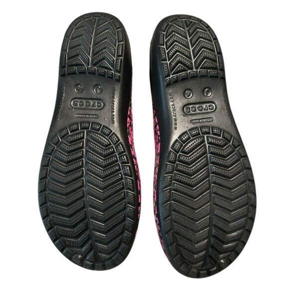 Crocs Genna II Crocband Girls Leopard Mary Jane Shoes Size 4 Black Pink Cute - Picture 8 of 8